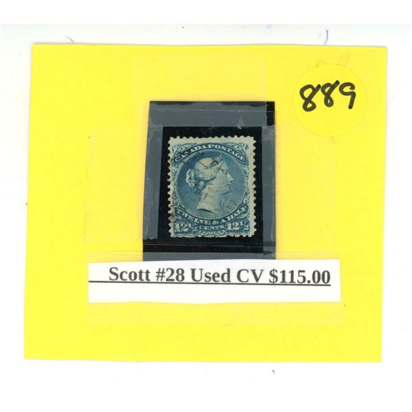 Canada Stamp - Scott #28 Used CV $115.00