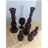 Image 3 : Red glass tableware set