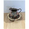 Image 1 : Painted brass wash basin with jug