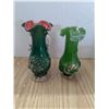 Image 1 : 2 colored glass sculpted vases