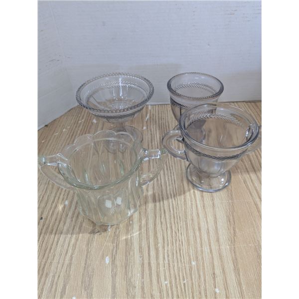 4 cups, vintage glass