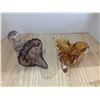 Image 1 : 2 pices art glass. Murano style ashtray and cornucopia vase