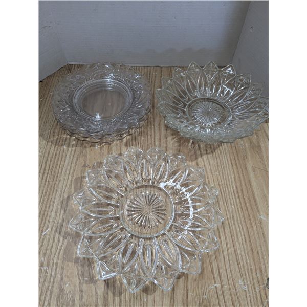 Clear glass plates and bowls
