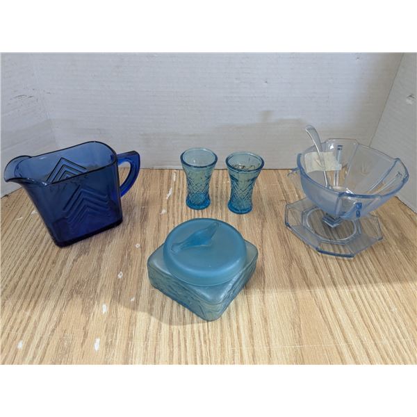 Blue glass dishes