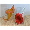 Image 1 : 2 blown glass cornucopia vases
