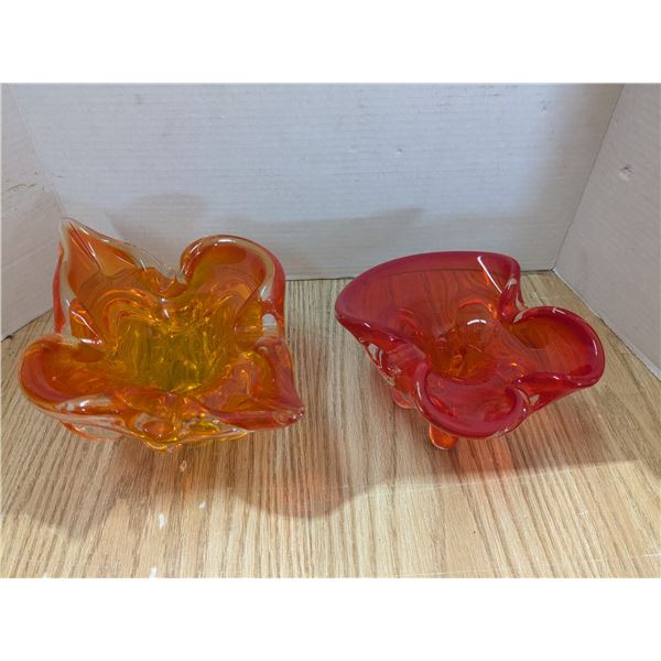 2 murano style glass pieces