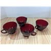 Image 1 : 4 redglass teac cups