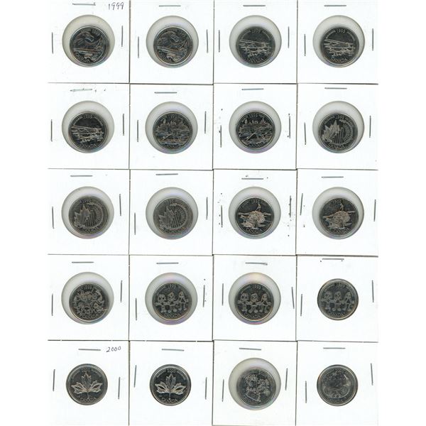 Canadian Millennium 25-cent (quarter) commemorative coins issued between 1999 and 2000, by the Royal