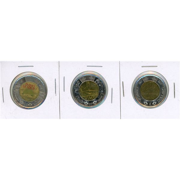 2019 Canadian 75th Anniversary of D-Day $2 commemorative - Coloured, 2017 Canadian 2-dollar commemor