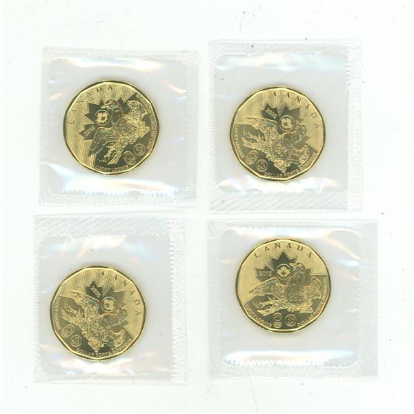 (4) 2016 Canada Rio Olympics "Lucky Loonie" One Dollar Coin in brilliant uncirculated condition. (In
