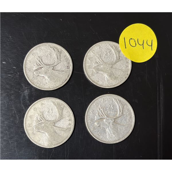 (2) 1943, 1944, 1947 Canada Silver 25 Cents.