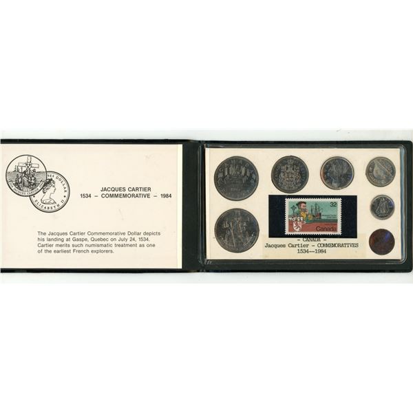 1984 Canada Jacques Cartier Commemorative Coin and Stamp Folder.
