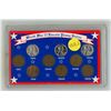 Image 1 : Vintage World War II Lincoln Penny Series display case featuring 1943 steel cents and 1944–