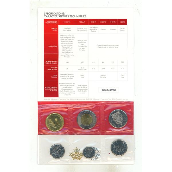 2016 Royal Canadian Mint Uncirculated Set.