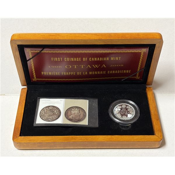 2008 Royal Canadian Mint 100th Anniversary 50-Cent Sterling Silver Coin and Stamp Set, celebrating t