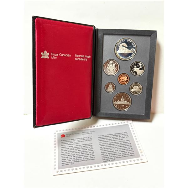 1986 Royal Canadian Mint Proof Double Dollar 7-Coin Set celebrating the City of Vancouver's 100th an