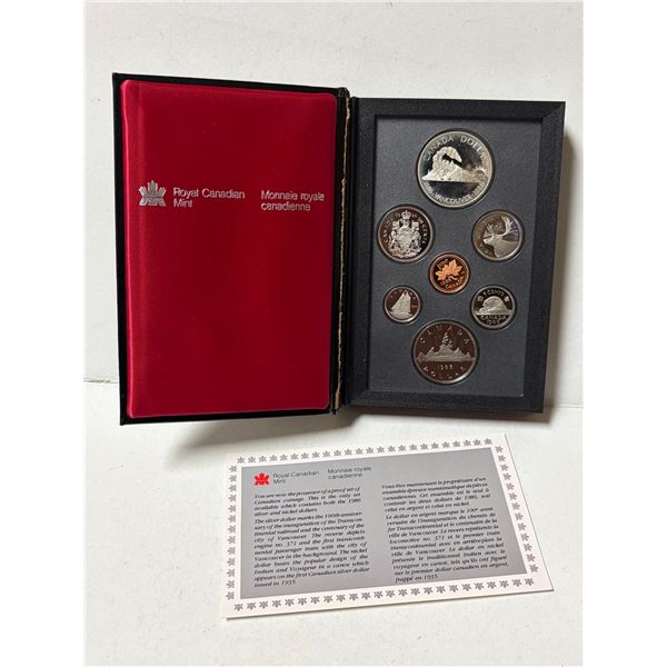 1986 Royal Canadian Mint Proof Double Dollar 7-Coin Set celebrating the City of Vancouver's 100th an