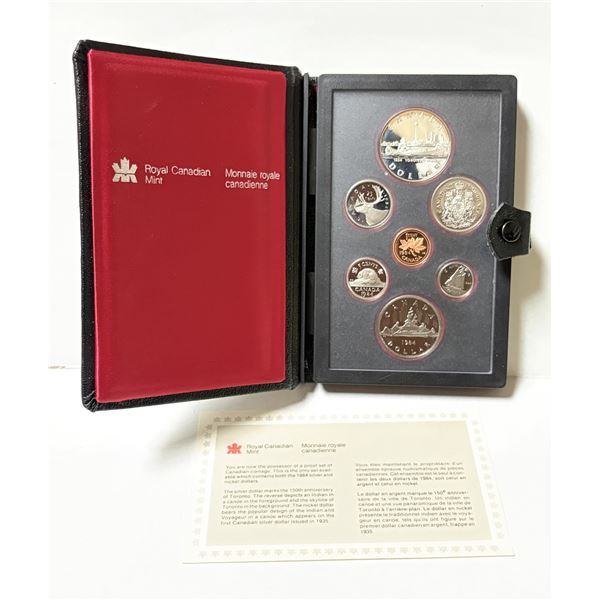 1984 Canadian Double Dollar 7-Coin Proof Set issued by the Royal Canadian Mint, featuring a commemor