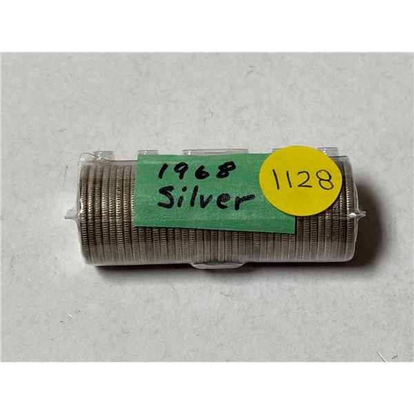 Roll of 1968 Silver 25 Cents.