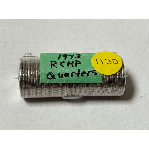 Roll of 1973 RCMP 25 Cents.