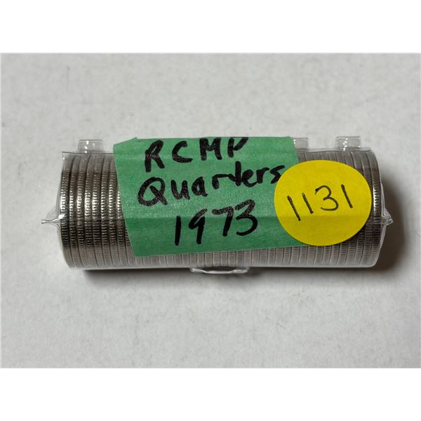 Roll of 1973 RCMP 25 Cents.