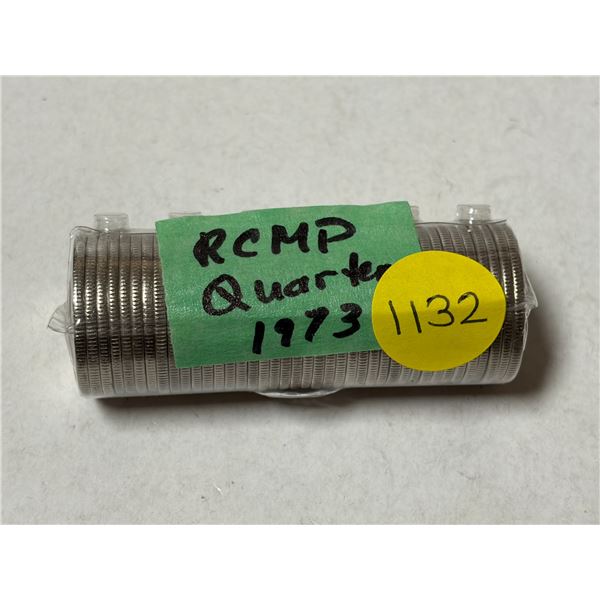 Roll of 1973 RCMP 25 Cents.