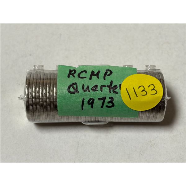 Roll of 1973 RCMP 25 Cents.