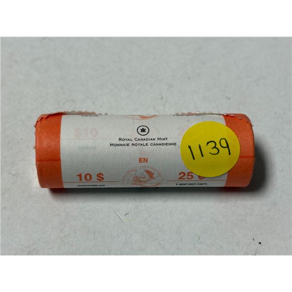 Roll of 2007 Canadian Vancouver 2010 Olympic Games commemorative 25-cent quarters.