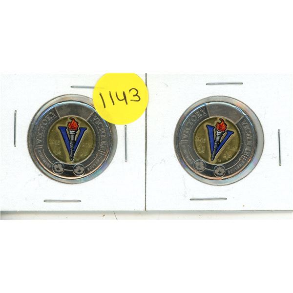 (2) 2020 Canada Two Dollar - 75th anniversary of the end of the Second World War - Coloured.