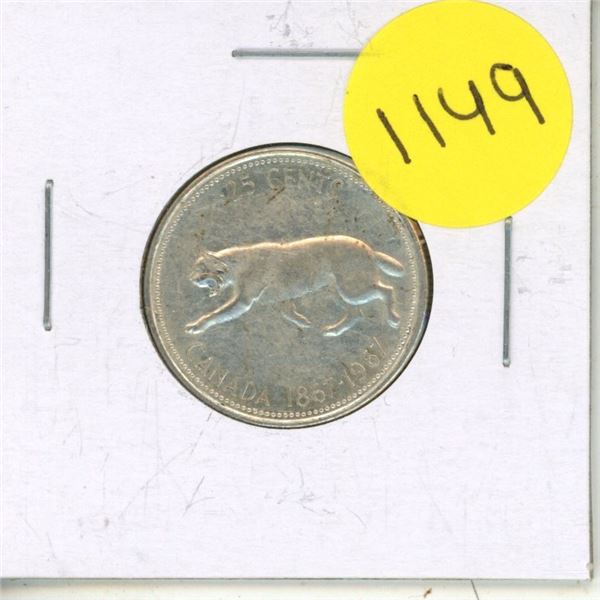 1967 Canada Silver 25 Cents.