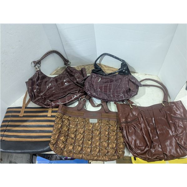 5 brown purses