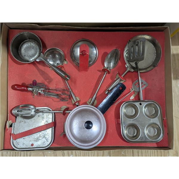 Vintage toy baking set with original box