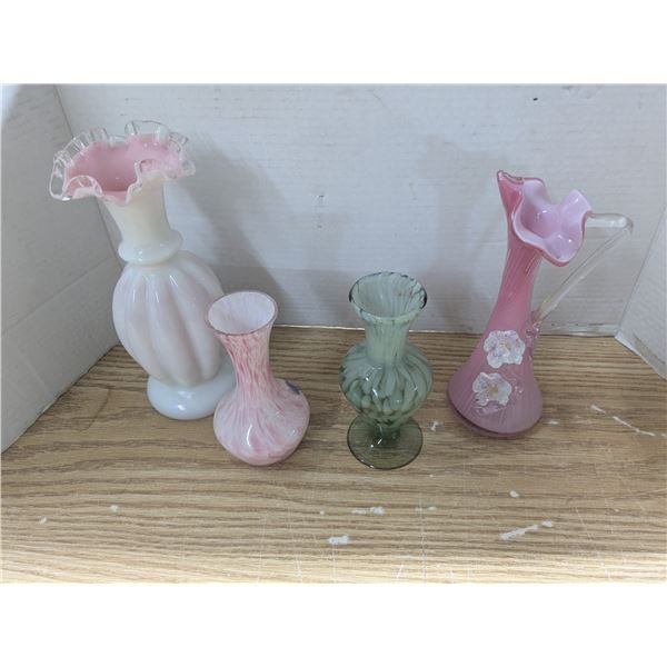 4 blown glass vases