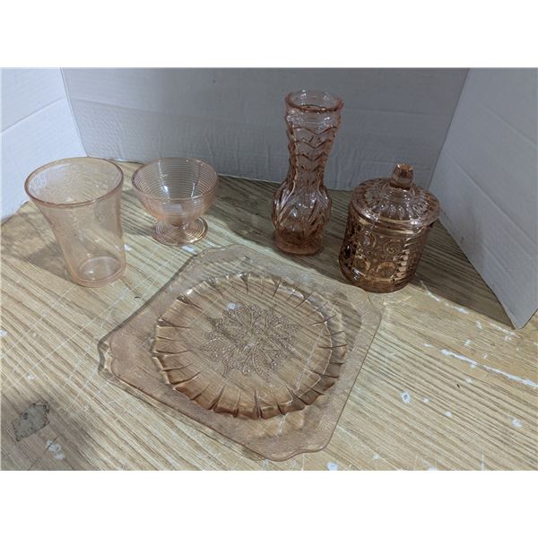 Pink reproduction depression glass