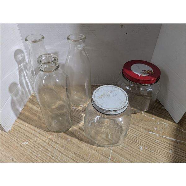 Vintage jars and milk bottles