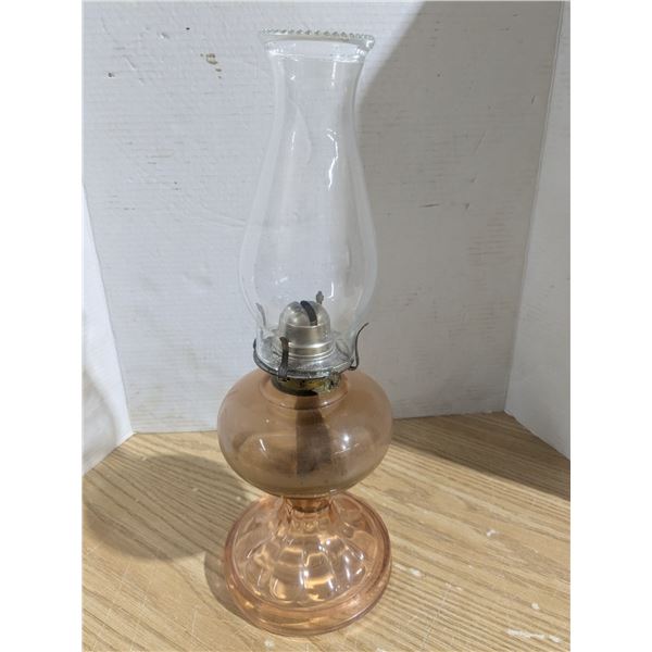 Vintage kerosene lamp, pink glass