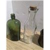 Image 2 : Vintage bottles, 4" brass pail, stone candle holders