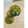 Image 2 : Green and yellow reproduction depression glass candy dish