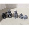 Image 1 : 4 stone carvings - squirrels, racoon, fox