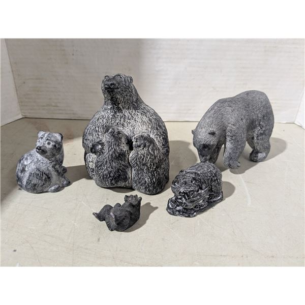 5 stone carvings - bears