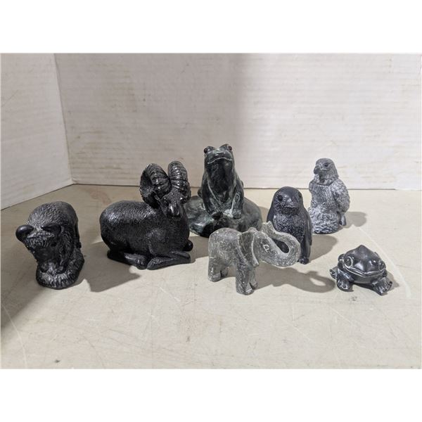 7 stone carvings - mixed animals