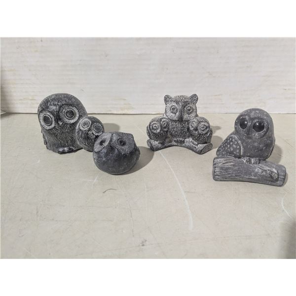 4 stone carvings - owls