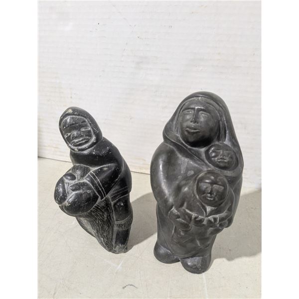 2 stone carvings - eskimos
