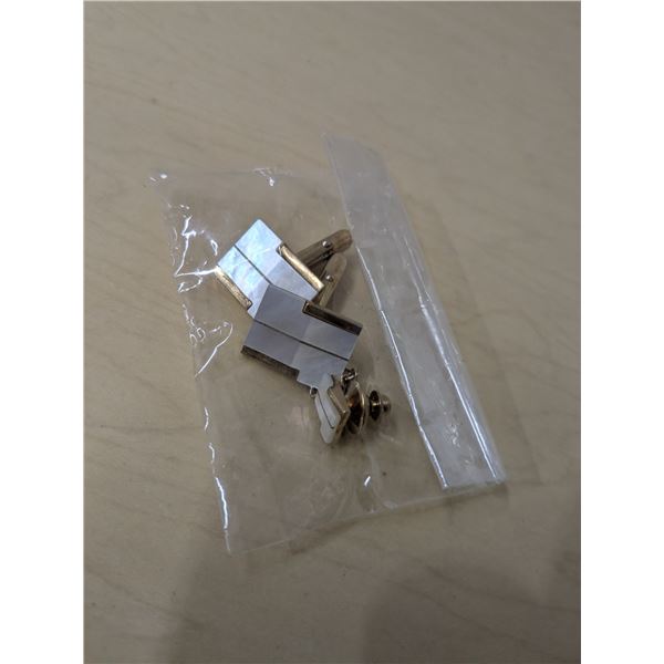 Mother of pearl cufflinks and tie pin