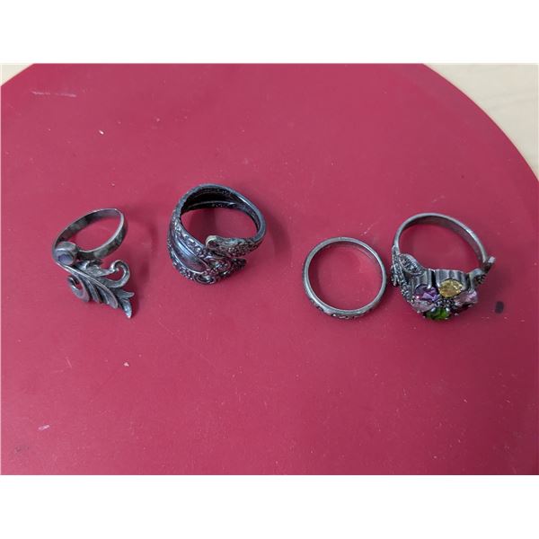 4- 925 Silver rings, 19.3g total