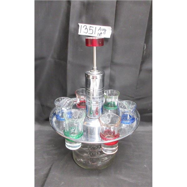 Chrome Liquor Pump Dispenser With Glass