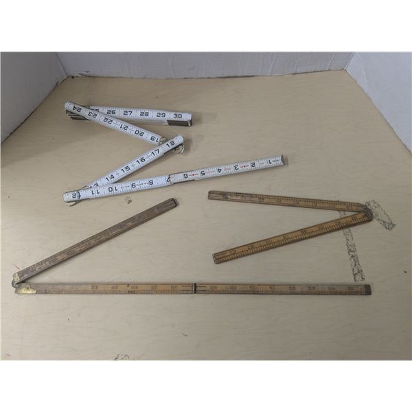 3 vintage folding rulers