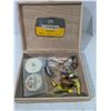 Image 1 : Cuban cigar box with fishing lures and line