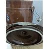 Image 4 : Vintage stoneware water cooler, no chips or cracks on main vessel, chips on lid, no spout, includes 