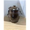 Image 5 : Vintage stoneware water cooler, no chips or cracks on main vessel, chips on lid, no spout, includes 